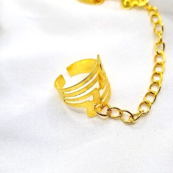 Gold toned Dangle coin charm bracelet and ring. - Picture 8 of 11